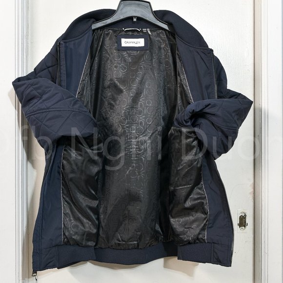 Men's Quilted Baseball Jacket NAVY - Picture 4 of 7